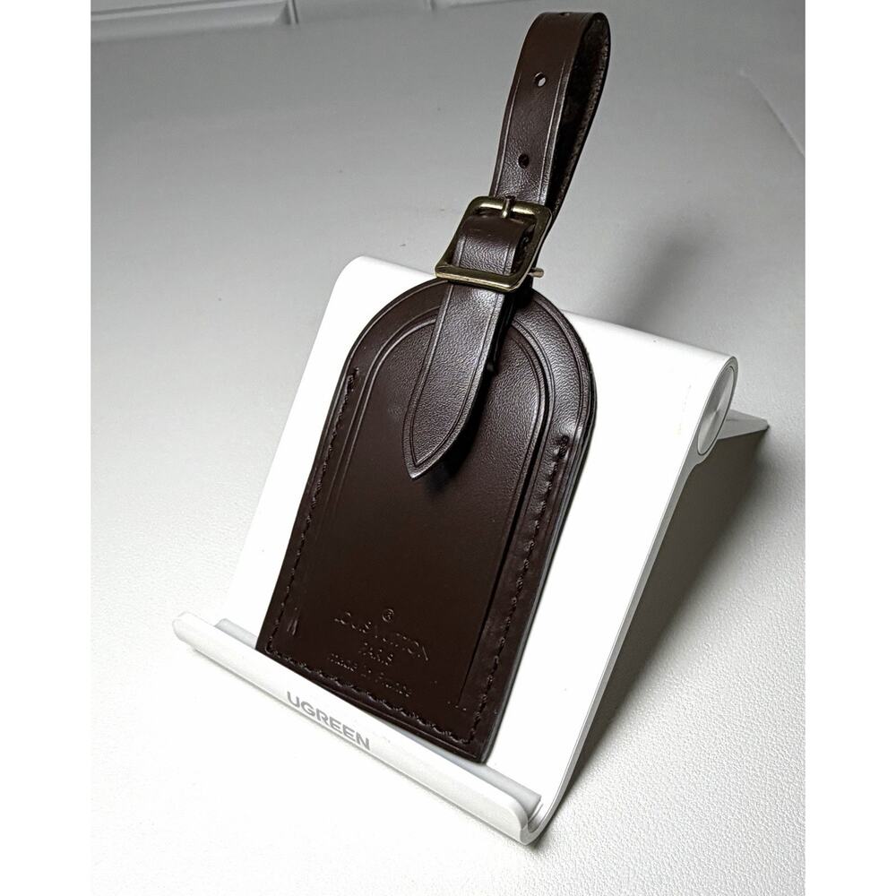 Louis Vuitton Leather Name Tag Marked 701 Stamped Damier Ebene Goldtone